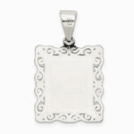 Sterling Silver Square Diamond-cut Letter E Initial Pendant - Product Photo