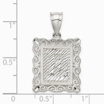 Sterling Silver Square Diamond-cut Letter E Initial Pendant - Product Photo