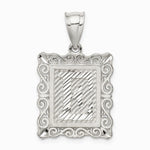 Sterling Silver Square Diamond-cut Letter E Initial Pendant - Product Photo
