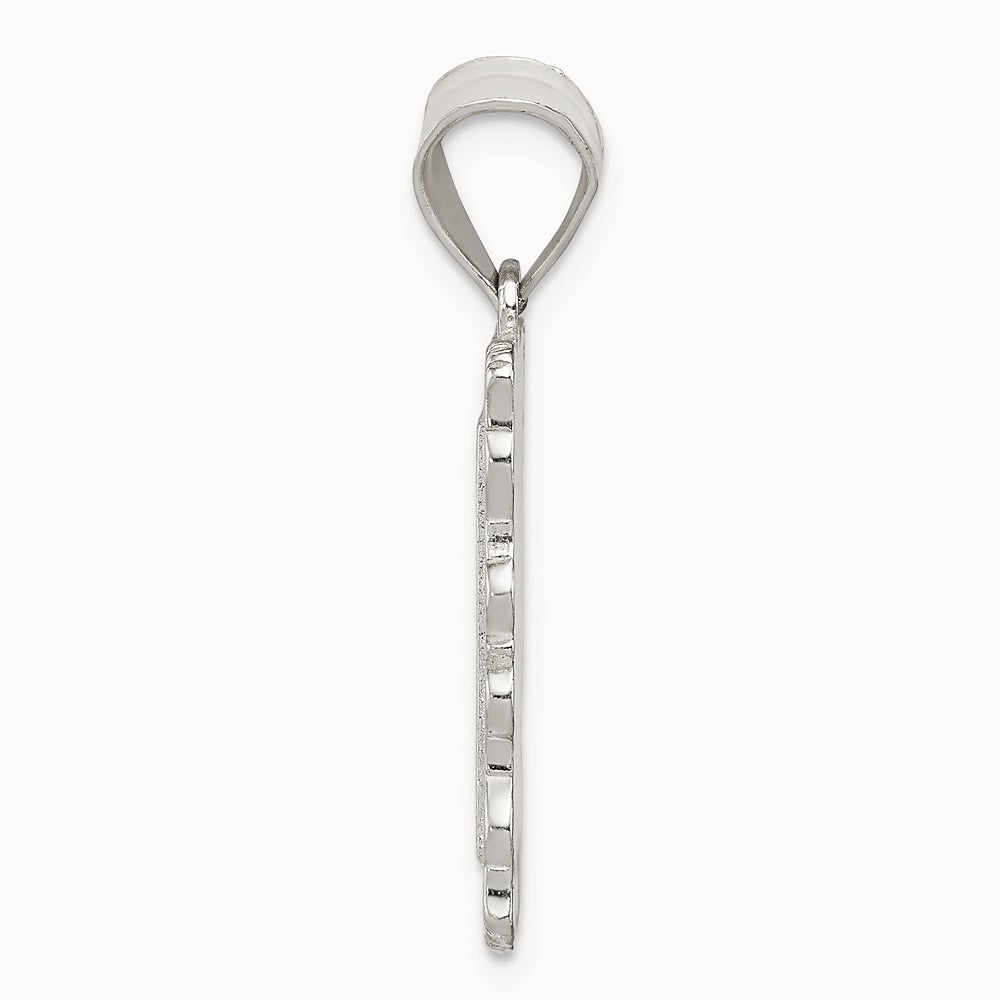 Sterling Silver Square Diamond-cut Letter H Initial Pendant - Product Photo
