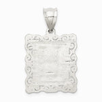 Sterling Silver Square Diamond-cut Letter H Initial Pendant - Product Photo