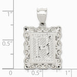 Sterling Silver Square Diamond-cut Letter H Initial Pendant - Product Photo