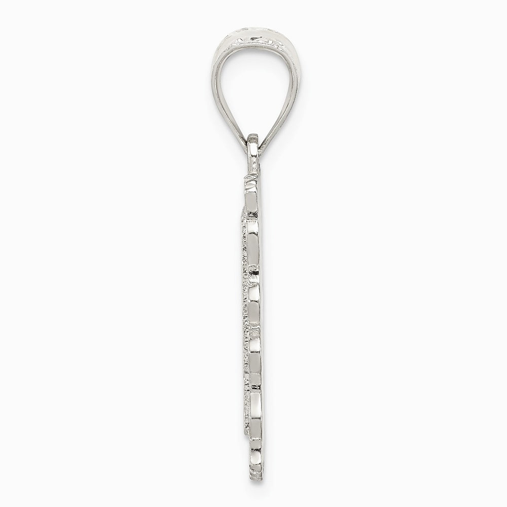 Sterling Silver Square Diamond-cut Letter O Initial Pendant - Product Photo