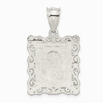 Sterling Silver Square Diamond-cut Letter O Initial Pendant - Product Photo