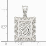 Sterling Silver Square Diamond-cut Letter O Initial Pendant - Product Photo