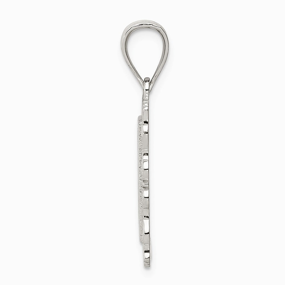 Sterling Silver Square Diamond-cut Letter R Initial Pendant - Product Photo
