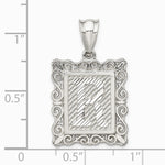 Sterling Silver Square Diamond-cut Letter R Initial Pendant - Product Photo