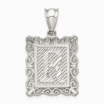 Sterling Silver Square Diamond-cut Letter R Initial Pendant - Product Photo