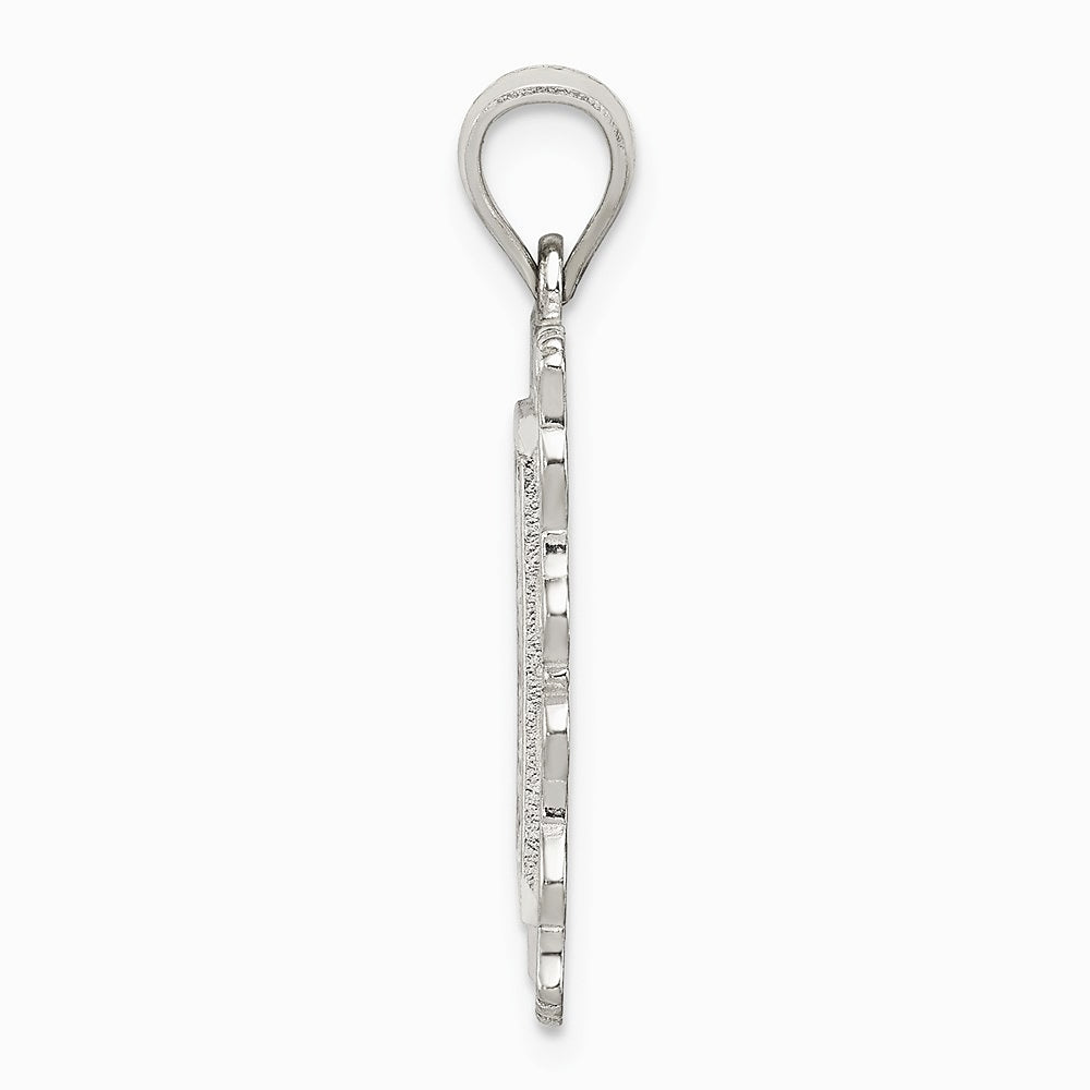 Sterling Silver Square Diamond-cut Letter S Initial Pendant - Product Photo