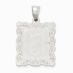 Sterling Silver Square Diamond-cut Letter S Initial Pendant - Product Photo