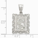 Sterling Silver Square Diamond-cut Letter S Initial Pendant - Product Photo