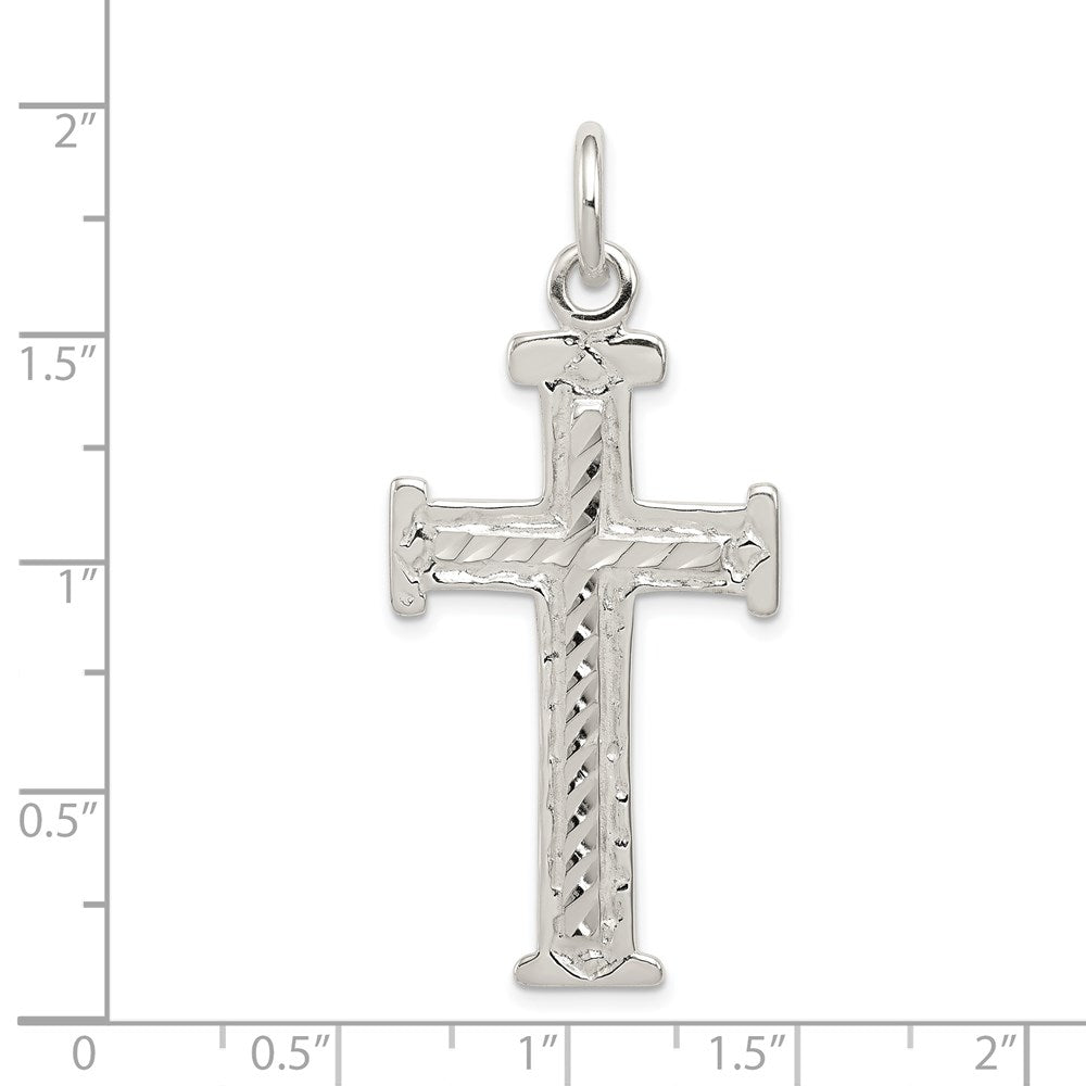 Sterling Silver Diamond -Cut Cross Pendant - Product Photo