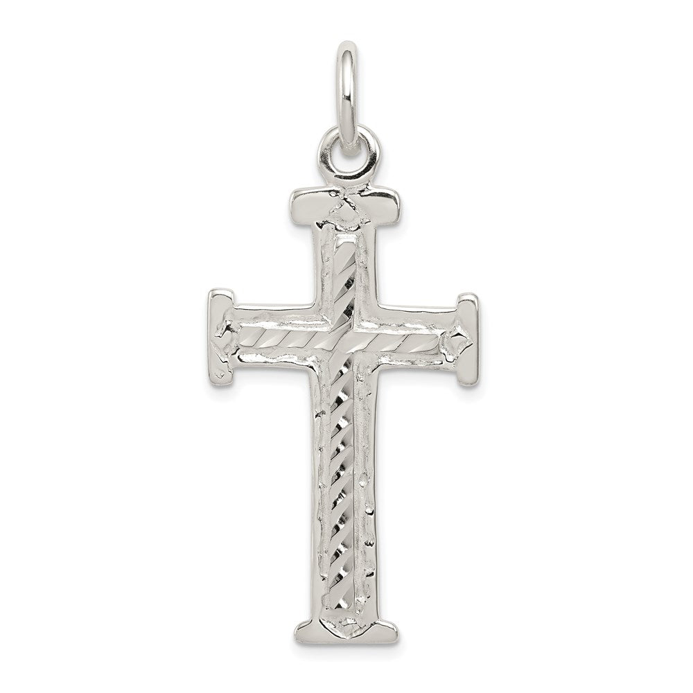 Sterling Silver Diamond -Cut Cross Pendant - Product Photo