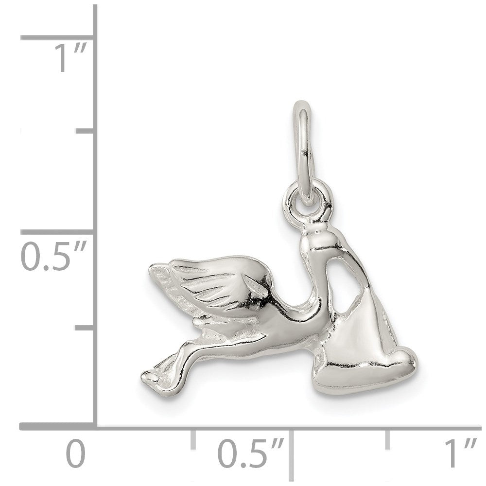 Sterling Silver STORK W/ BABY CHARM - Product Photo