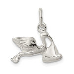 Sterling Silver STORK W/ BABY CHARM - Product Photo