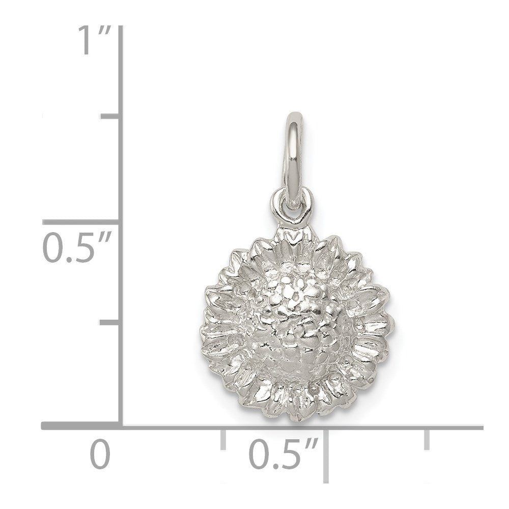 Sterling Silver Sunflower Charm - Product Photo