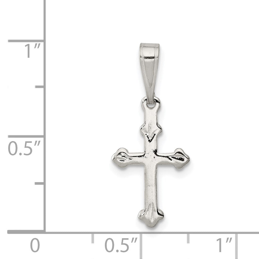Sterling Silver Budded Cross Charm - Product Photo