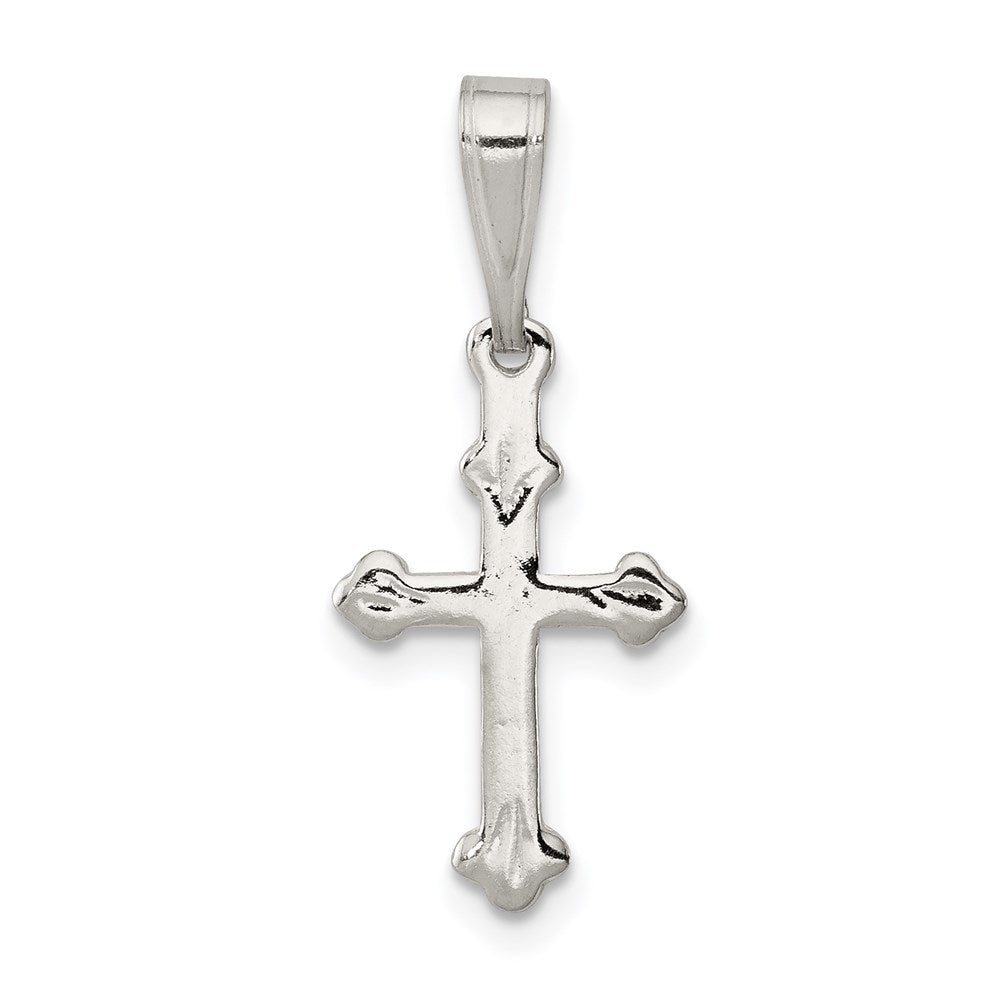 Sterling Silver Budded Cross Charm - Product Photo