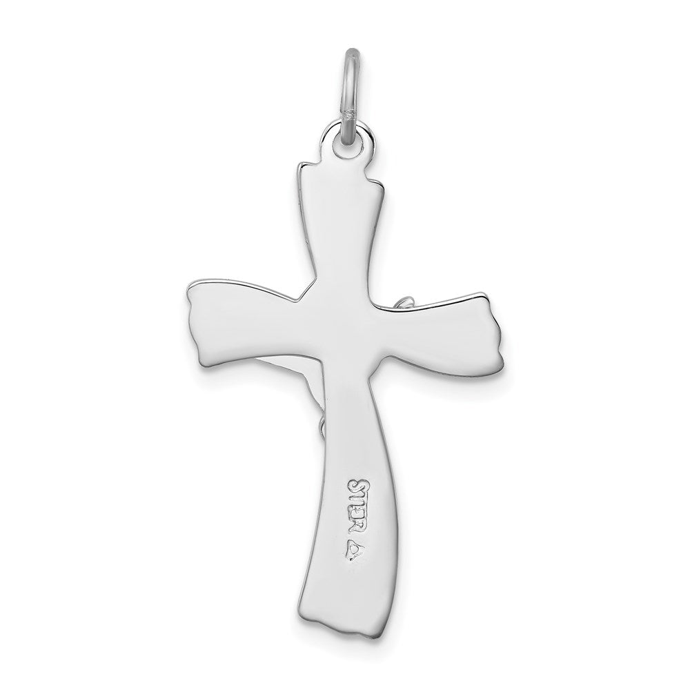 Sterling Silver Platinum-plated INRI Crucifix Pendant - Product Photo