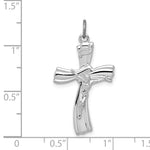 Sterling Silver Platinum-plated INRI Crucifix Pendant - Product Photo