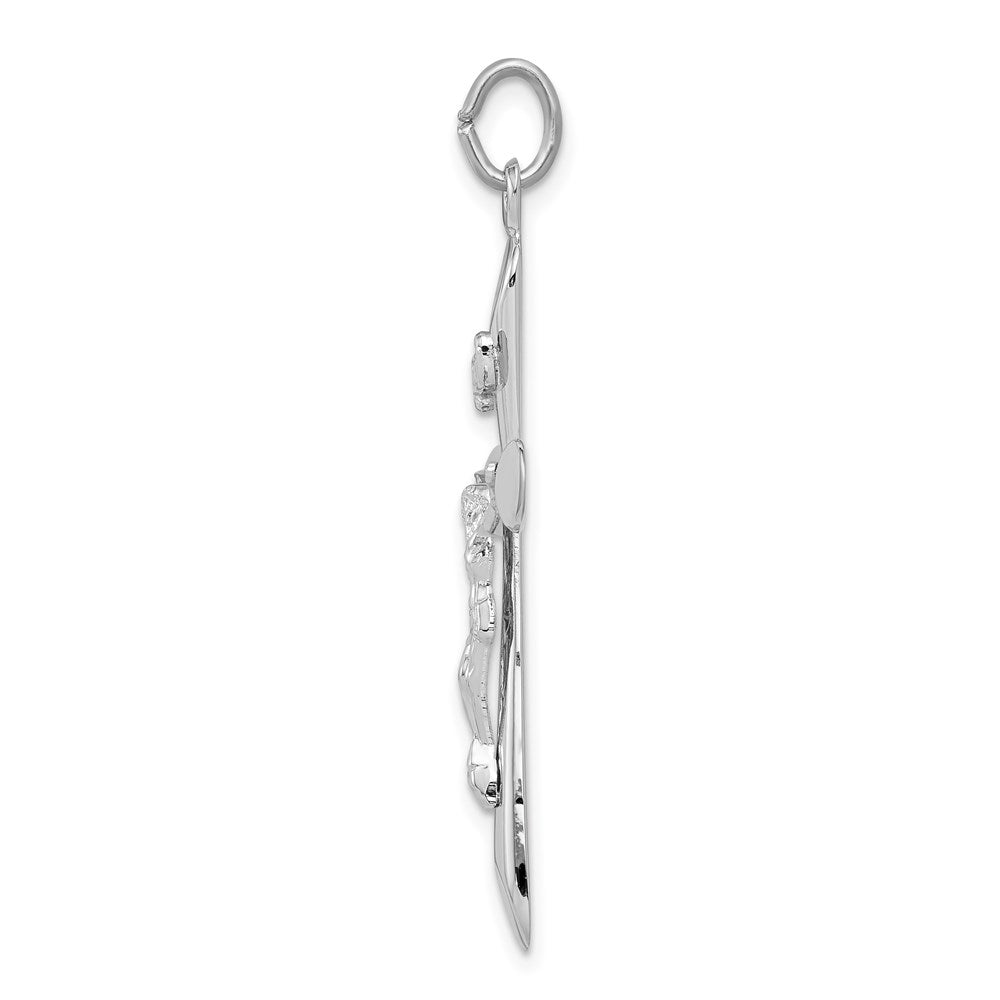 Sterling Silver Platinum-plated INRI Crucifix Pendant - Product Photo