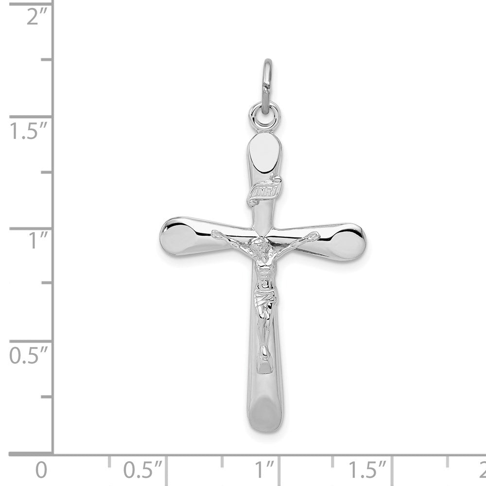 Sterling Silver Platinum-plated INRI Crucifix Pendant - Product Photo