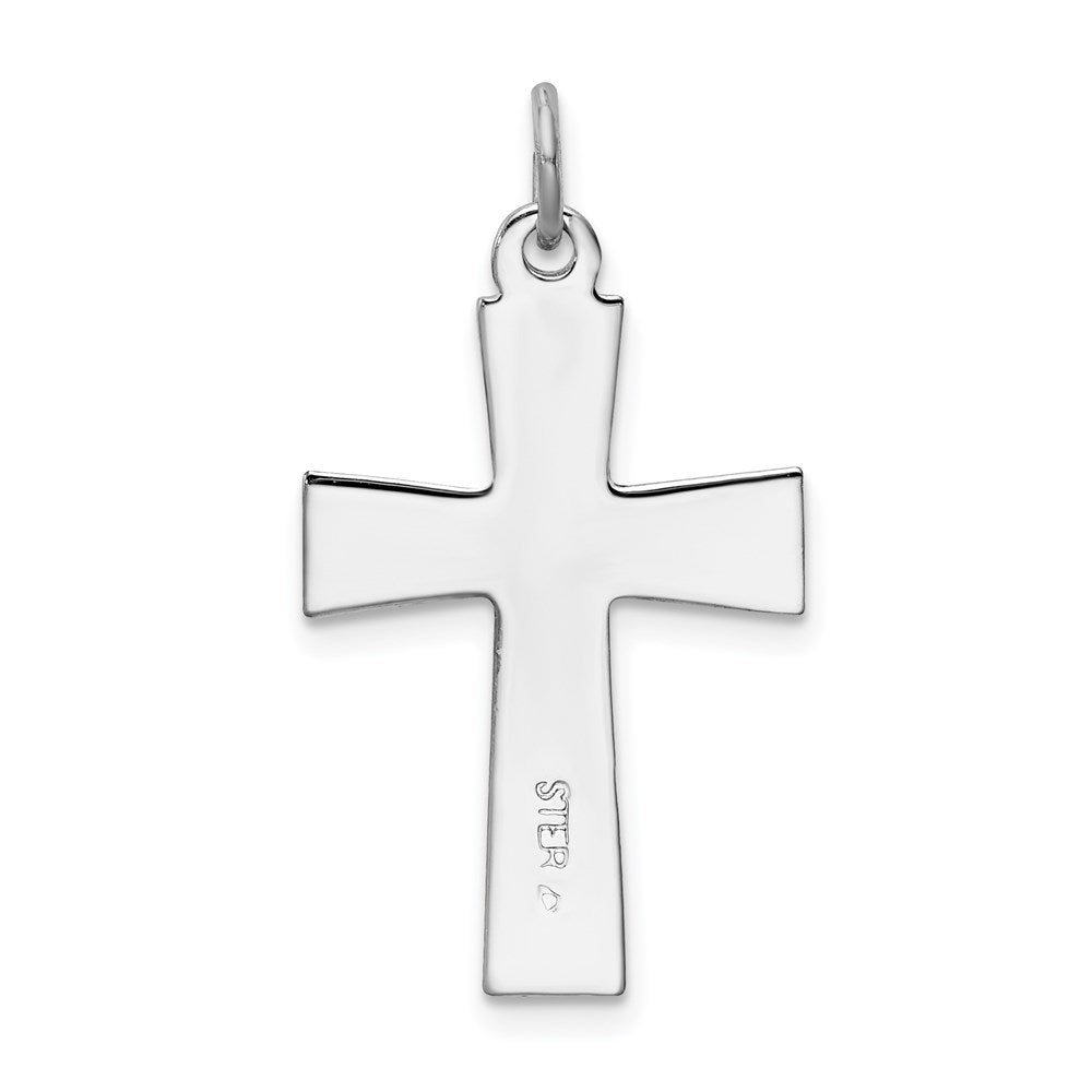 Sterling Silver Platinum-plated Gold-tone INRI Crucifix Charm - Product Photo
