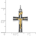 Sterling Silver Platinum-plated Gold-tone INRI Crucifix Charm - Product Photo