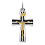 Sterling Silver Platinum-plated Gold-tone INRI Crucifix Charm - Product Photo