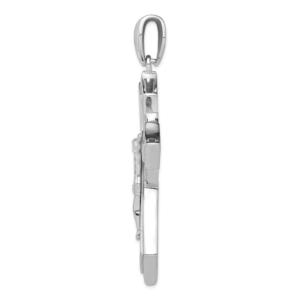 Sterling Silver Rhodium-plated CZ Crucifix Pendant - Product Photo