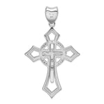 Sterling Silver Rhodium-plated CZ Crucifix Pendant - Product Photo