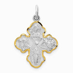 Sterling Silver Platinum-plated & Vermeil 4-way Medal - Product Photo