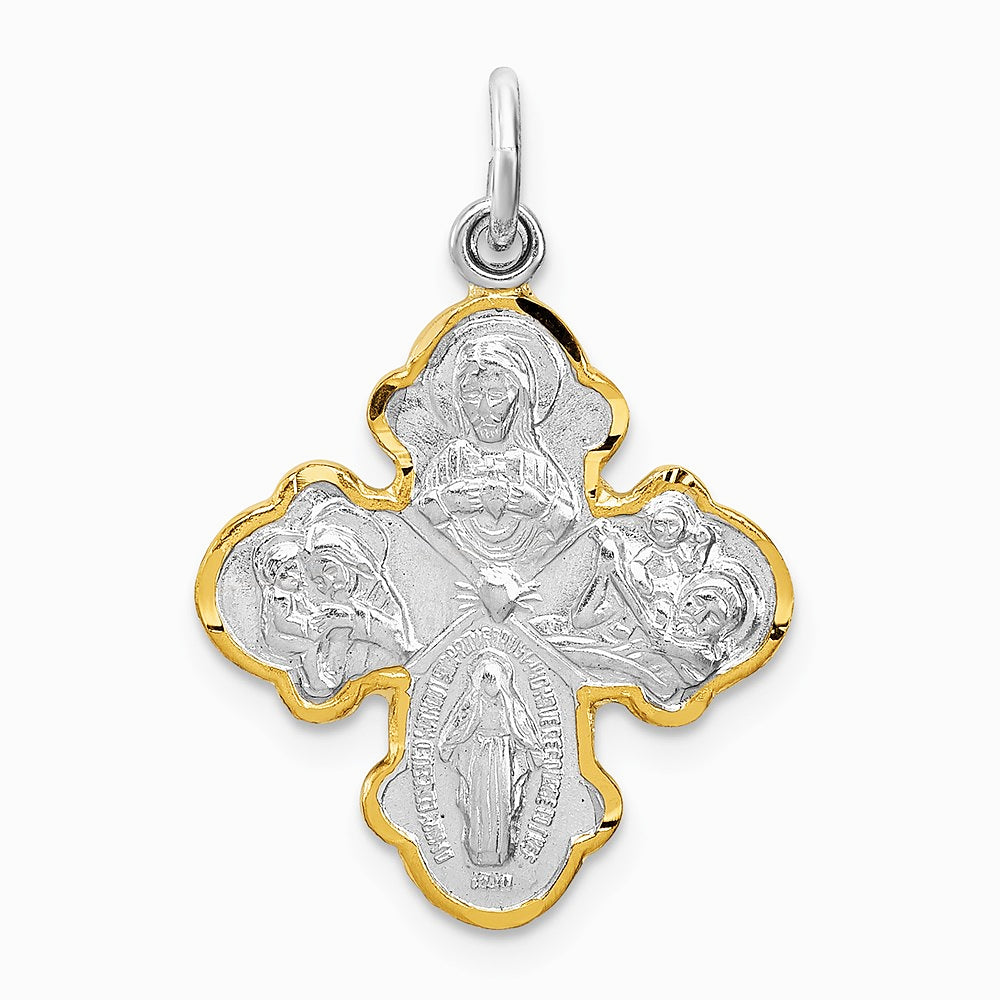 Sterling Silver Platinum-plated & Vermeil 4-way Medal - Product Photo