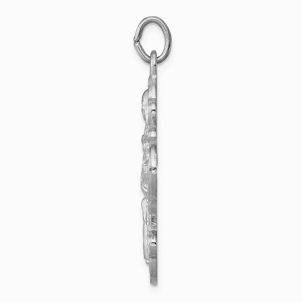 Sterling Silver Platinum-plated Satin 4-way Medal - Product Photo