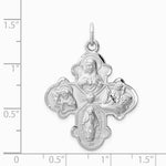 Sterling Silver Platinum-plated Satin 4-way Medal - Product Photo