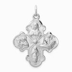 Sterling Silver Platinum-plated Satin 4-way Medal - Product Photo
