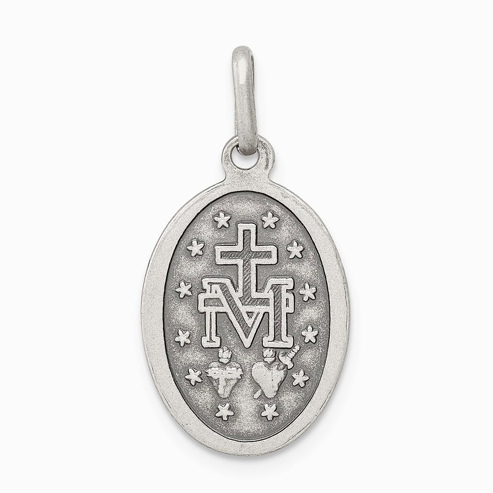 Sterling Silver Antiqued Miraculous Medal - Product Photo
