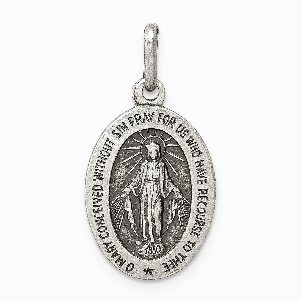 Sterling Silver Antiqued Miraculous Medal - Product Photo