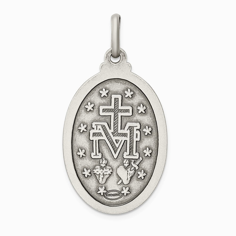 Sterling Silver Antiqued Miraculous Medal - Product Photo