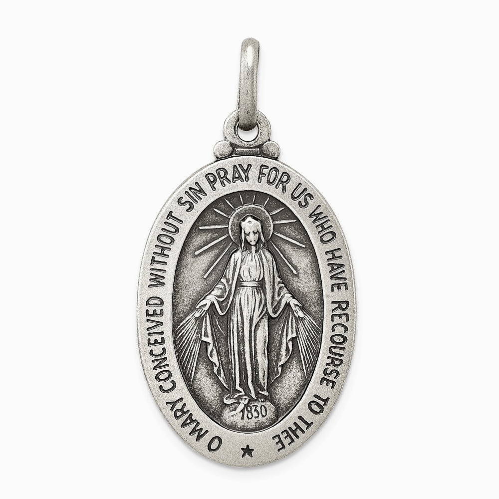 Sterling Silver Antiqued Miraculous Medal