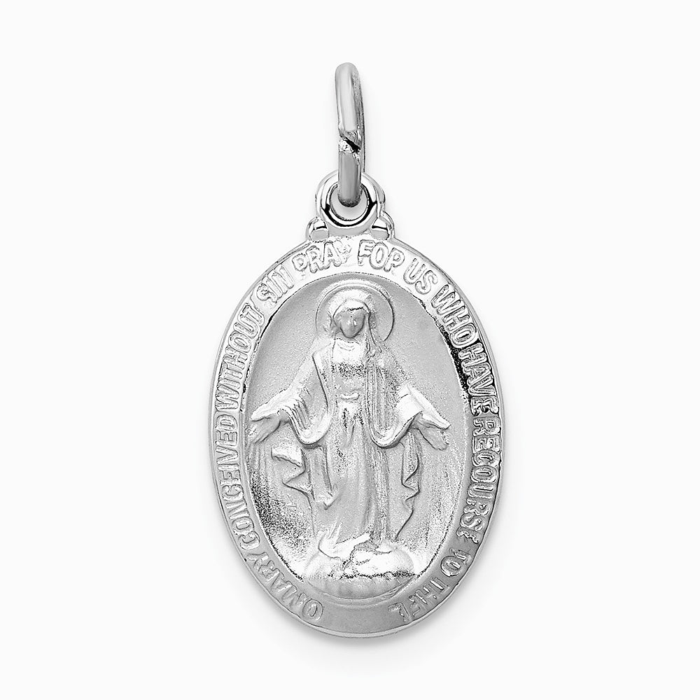 Sterling Silver Platinum-plated Miraculous Medal