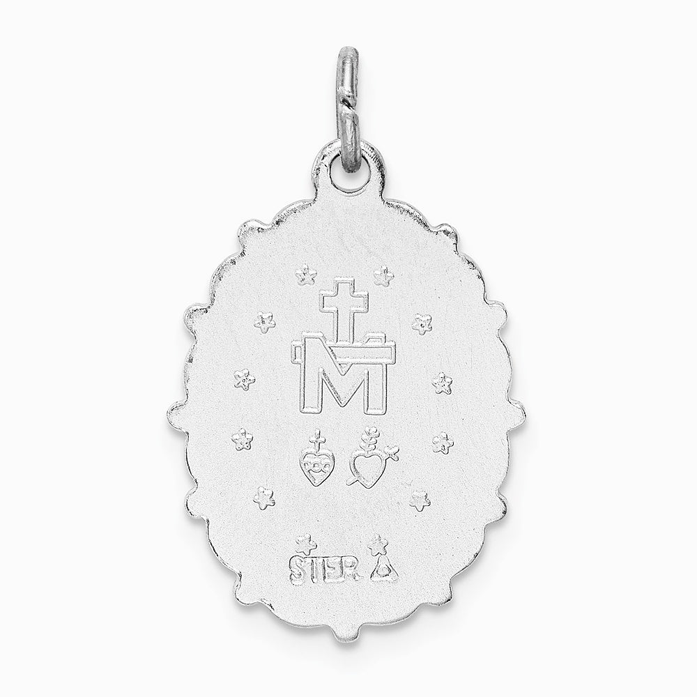 Sterling Silver Platinum-plated Miraculous Medal - Product Photo