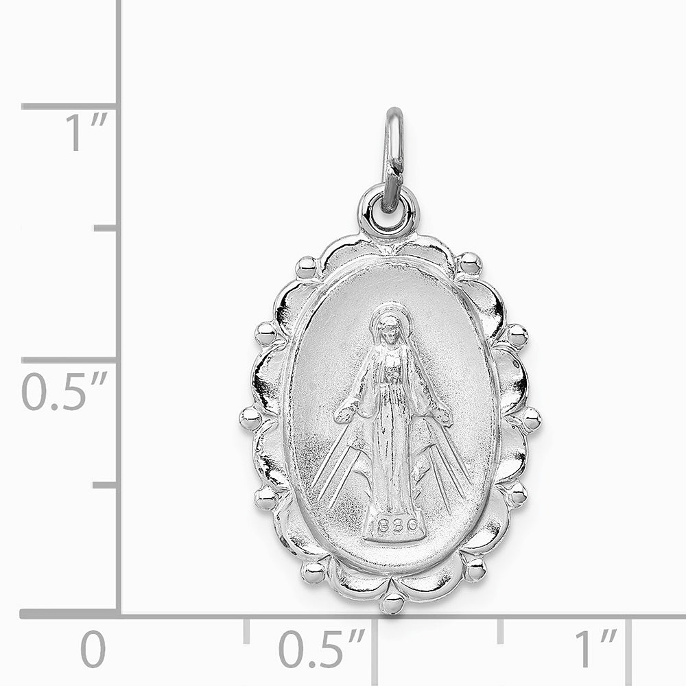 Sterling Silver Platinum-plated Miraculous Medal - Product Photo