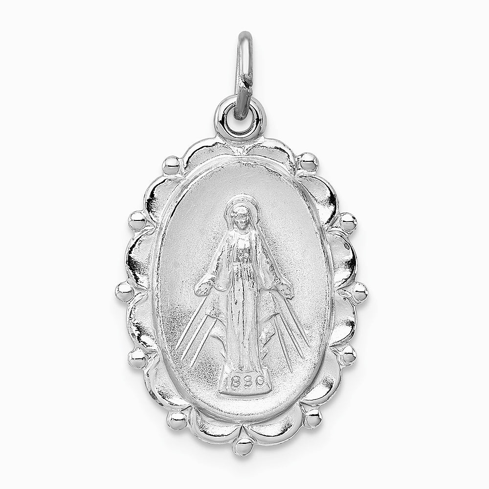 Sterling Silver Platinum-plated Miraculous Medal - Product Photo