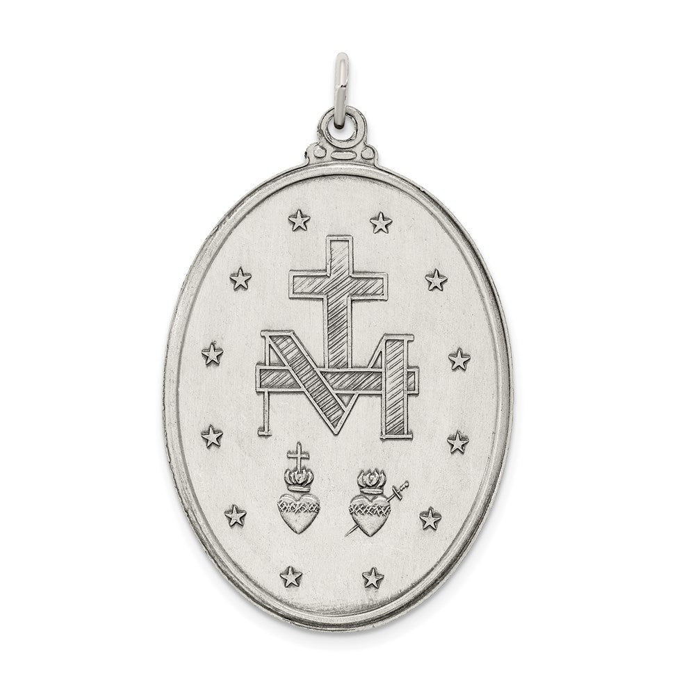 Sterling Silver Antiqued Miraculous Medal - Product Photo