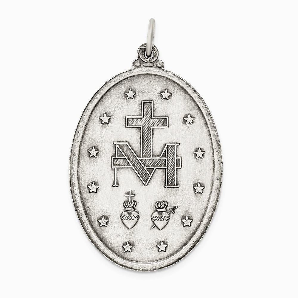 Sterling Silver Antiqued Miraculous Medal - Product Photo