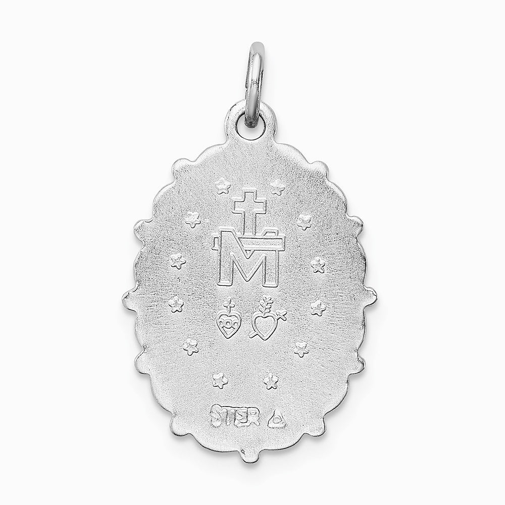 Sterling Silver Platinum-plated Miraculous Medal - Product Photo