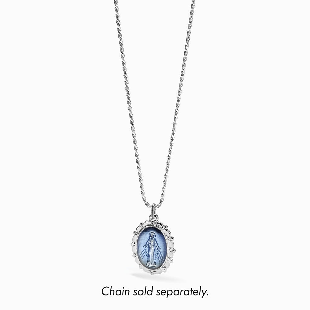Sterling Silver Platinum-plated Miraculous Medal - Product Photo