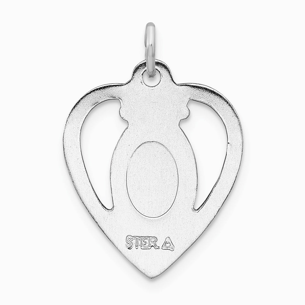 Sterling Silver Platinum-plated Miraculous Heart Medal - Product Photo