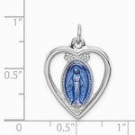Sterling Silver Platinum-plated Miraculous Heart Medal - Product Photo